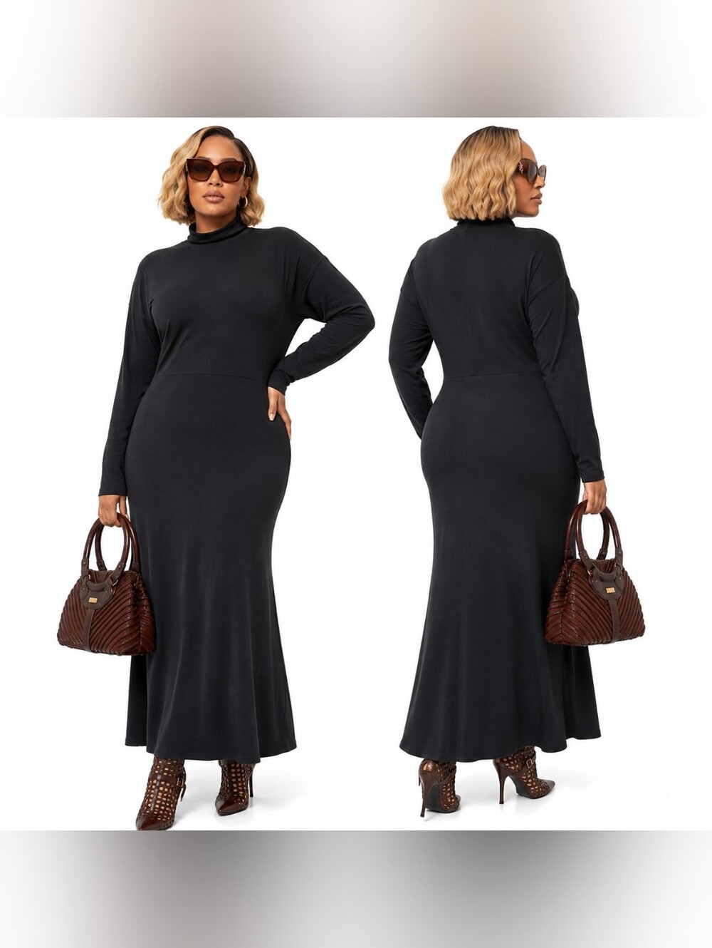 NWT Women with Control Renée Greenstein Tummy Control Mock Neck Maxi Dress 3XT